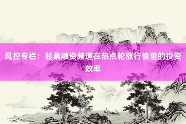 风控专栏：股票融资频道在热点轮涨行情里的投资效率