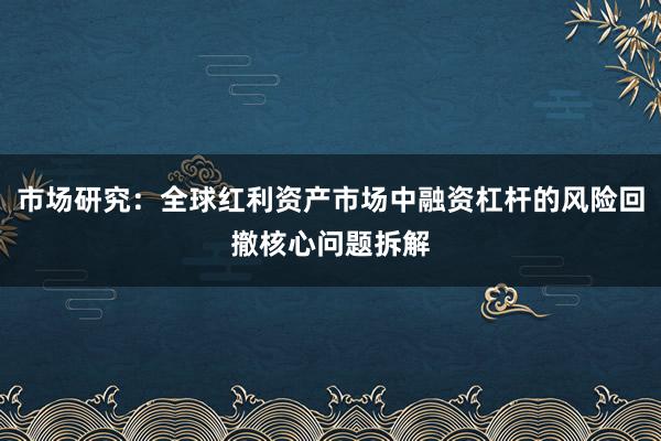 市场研究：全球红利资产市场中融资杠杆的风险回撤核心问题拆解