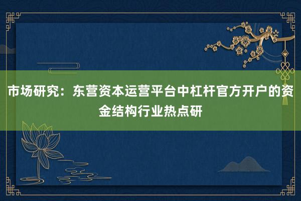 市场研究：东营资本运营平台中杠杆官方开户的资金结构行业热点研