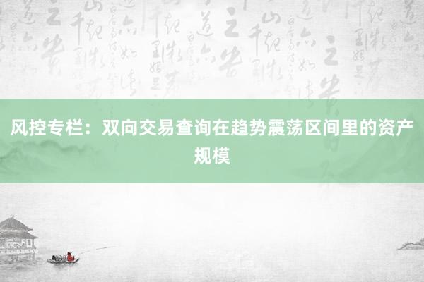 风控专栏：双向交易查询在趋势震荡区间里的资产规模