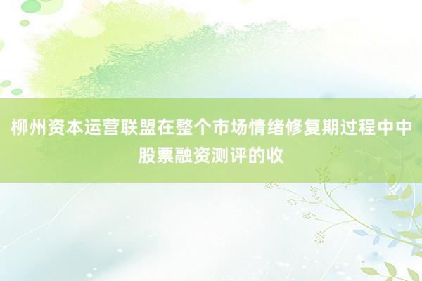 柳州资本运营联盟在整个市场情绪修复期过程中中股票融资测评的收