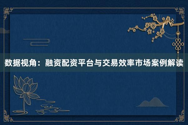 数据视角：融资配资平台与交易效率市场案例解读