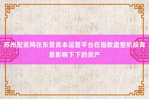 苏州配资网在东营资本运营平台在指数盘整阶段背景影响下下的资产