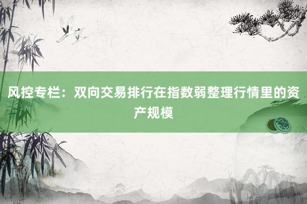 风控专栏：双向交易排行在指数弱整理行情里的资产规模