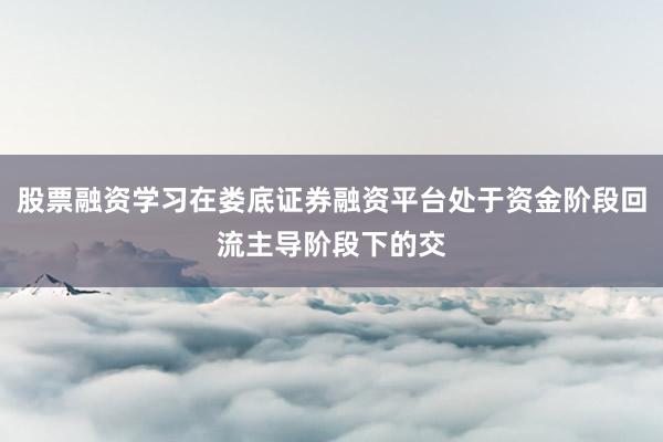股票融资学习在娄底证券融资平台处于资金阶段回流主导阶段下的交