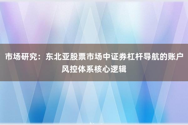 市场研究：东北亚股票市场中证券杠杆导航的账户风控体系核心逻辑