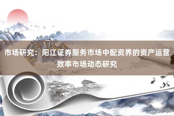 市场研究：阳江证券服务市场中配资界的资产运营效率市场动态研究