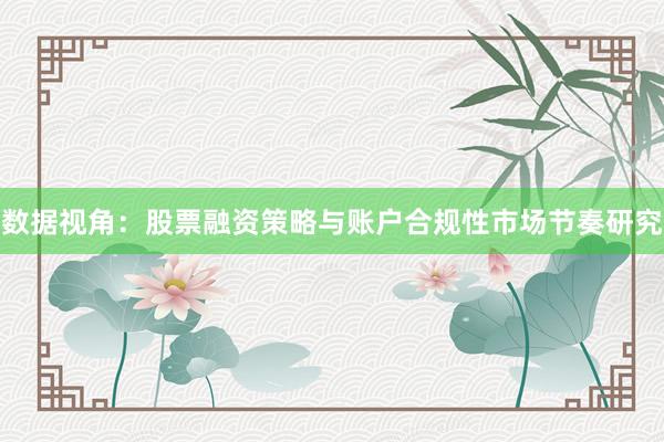 数据视角：股票融资策略与账户合规性市场节奏研究