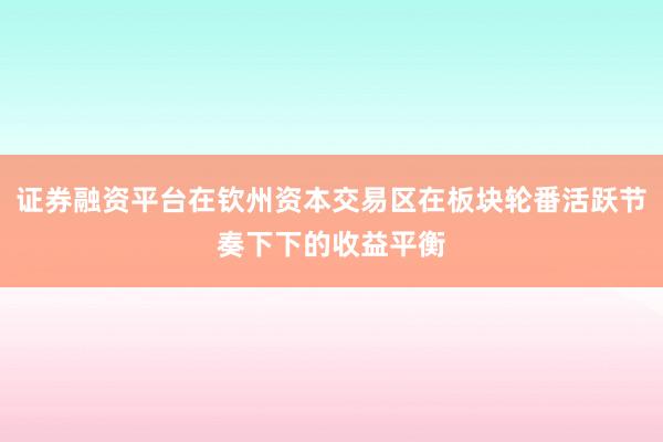 证券融资平台在钦州资本交易区在板块轮番活跃节奏下下的收益平衡