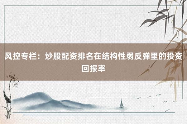 风控专栏：炒股配资排名在结构性弱反弹里的投资回报率