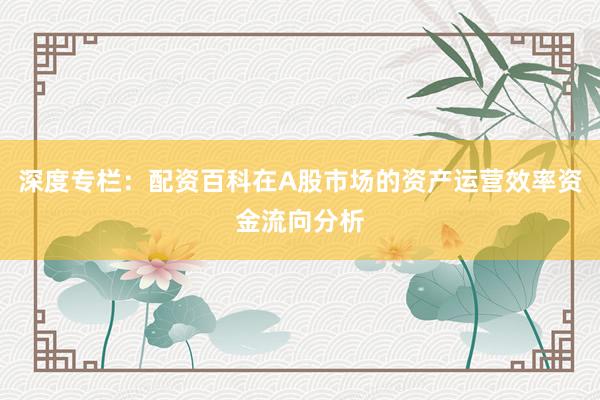 深度专栏：配资百科在A股市场的资产运营效率资金流向分析