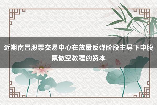 近期南昌股票交易中心在放量反弹阶段主导下中股票做空教程的资本