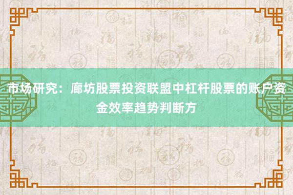 市场研究：廊坊股票投资联盟中杠杆股票的账户资金效率趋势判断方