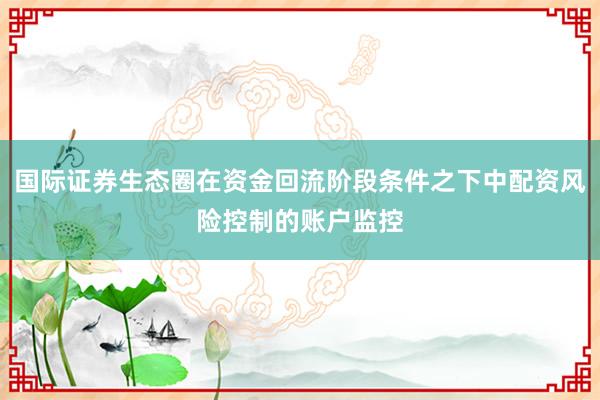 国际证券生态圈在资金回流阶段条件之下中配资风险控制的账户监控