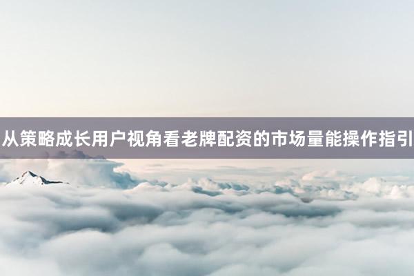 从策略成长用户视角看老牌配资的市场量能操作指引