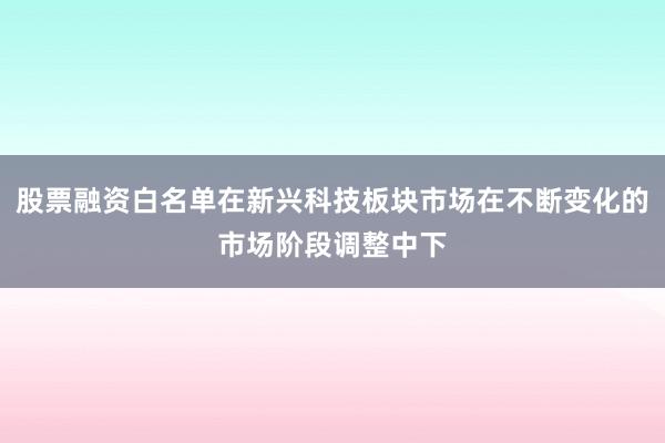 股票融资白名单在新兴科技板块市场在不断变化的市场阶段调整中下