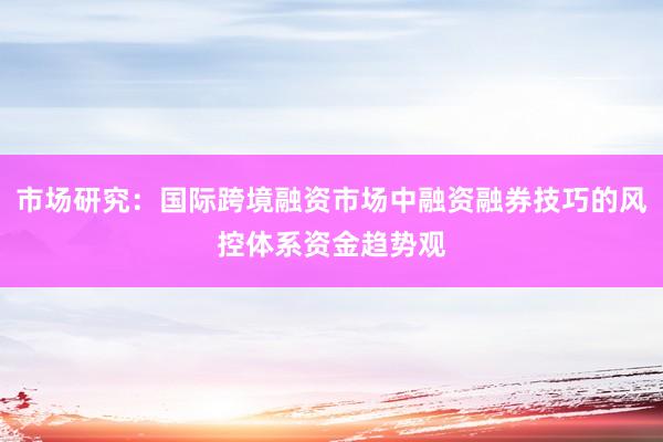 市场研究：国际跨境融资市场中融资融券技巧的风控体系资金趋势观