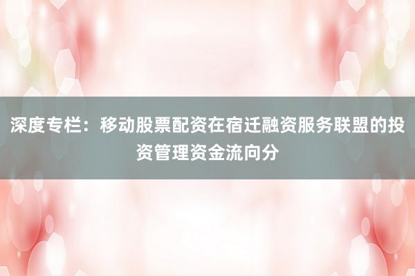 深度专栏：移动股票配资在宿迁融资服务联盟的投资管理资金流向分