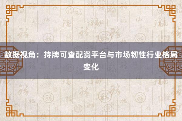 数据视角：持牌可查配资平台与市场韧性行业格局变化