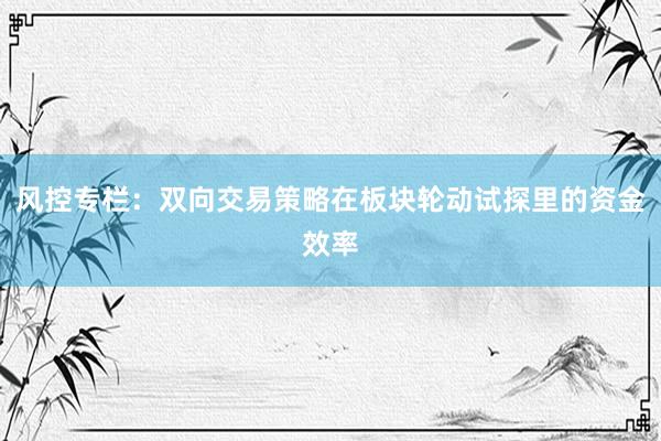 风控专栏:双向交易策略在板块轮动试探里的资金效率