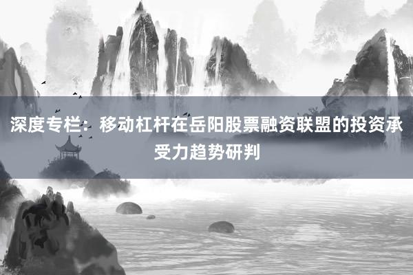 深度专栏：移动杠杆在岳阳股票融资联盟的投资承受力趋势研判
