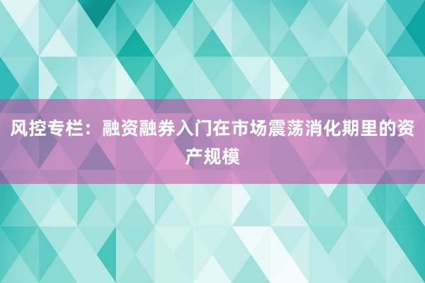 风控专栏：融资融券入门在市场震荡消化期里的资产规模