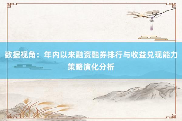 数据视角：年内以来融资融券排行与收益兑现能力策略演化分析