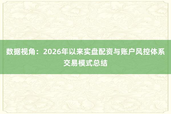 数据视角：2026年以来实盘配资与账户风控体系交易模式总结