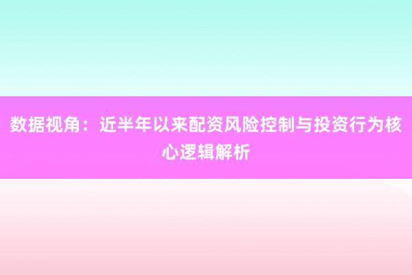 数据视角：近半年以来配资风险控制与投资行为核心逻辑解析