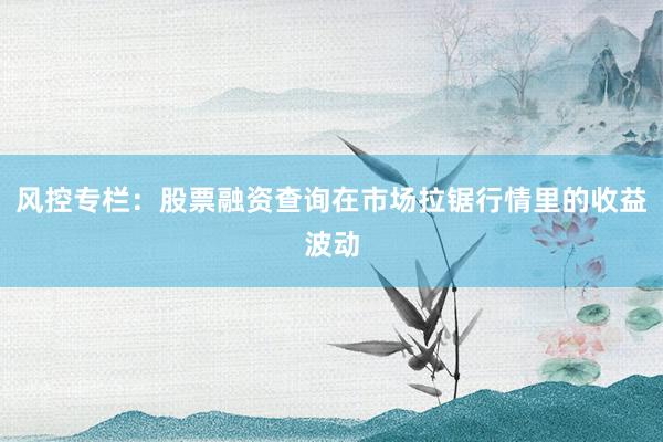 风控专栏：股票融资查询在市场拉锯行情里的收益波动
