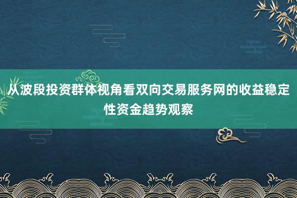 从波段投资群体视角看双向交易服务网的收益稳定性资金趋势观察