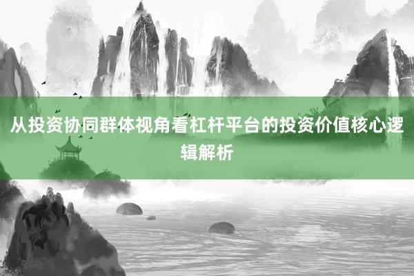 从投资协同群体视角看杠杆平台的投资价值核心逻辑解析