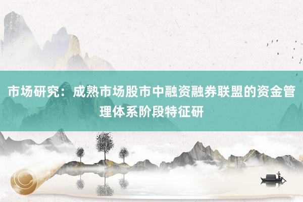 市场研究：成熟市场股市中融资融券联盟的资金管理体系阶段特征研