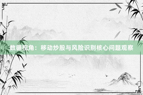 数据视角：移动炒股与风险识别核心问题观察