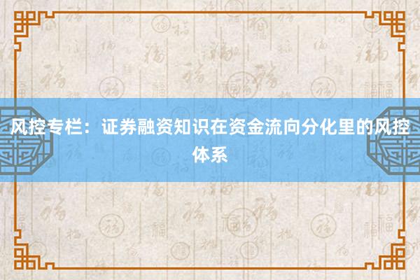 风控专栏：证券融资知识在资金流向分化里的风控体系