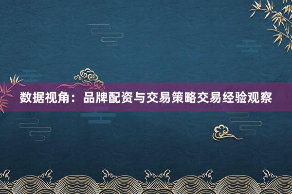 数据视角：品牌配资与交易策略交易经验观察