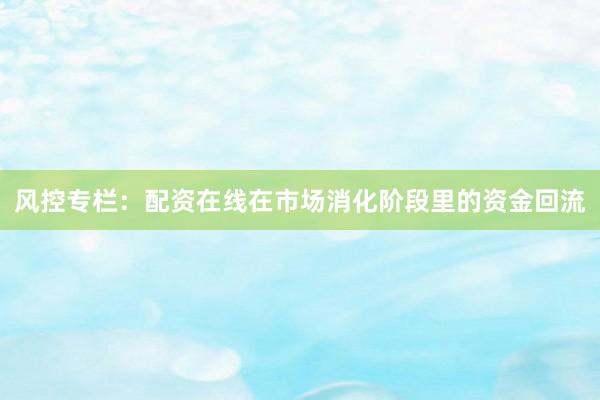 风控专栏：配资在线在市场消化阶段里的资金回流