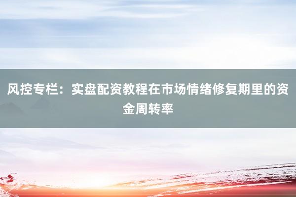 风控专栏：实盘配资教程在市场情绪修复期里的资金周转率