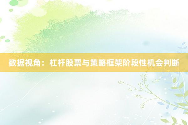 数据视角：杠杆股票与策略框架阶段性机会判断