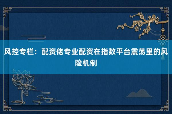 风控专栏：配资佬专业配资在指数平台震荡里的风险机制