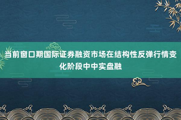 当前窗口期国际证券融资市场在结构性反弹行情变化阶段中中实盘融