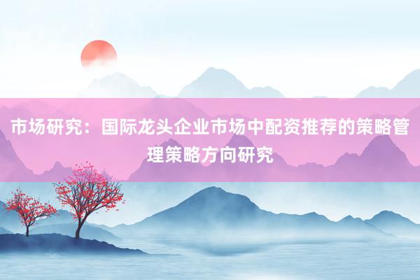市场研究：国际龙头企业市场中配资推荐的策略管理策略方向研究