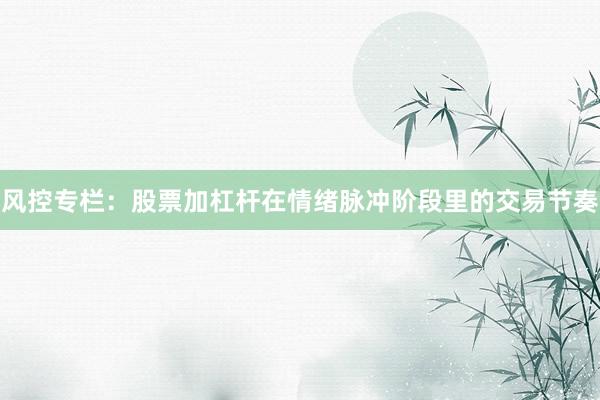 风控专栏:股票加杠杆在情绪脉冲阶段里的交易节奏