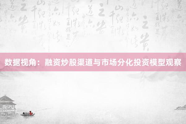 数据视角：融资炒股渠道与市场分化投资模型观察