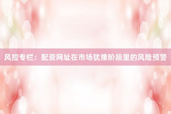 风控专栏：配资网址在市场犹豫阶段里的风险预警