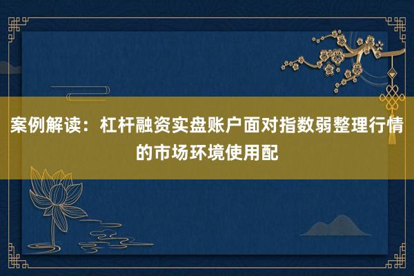 案例解读：杠杆融资实盘账户面对指数弱整理行情的市场环境使用配