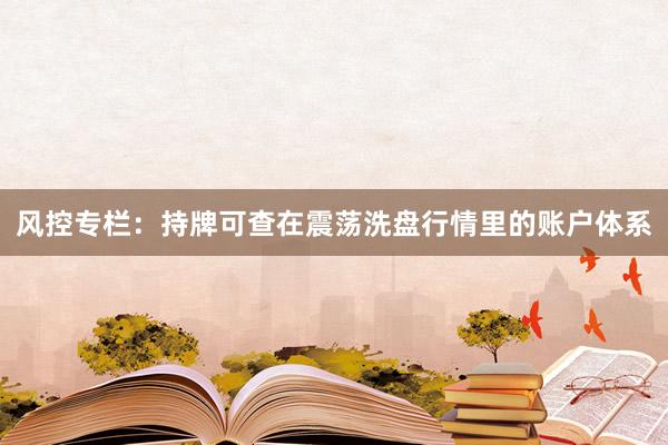 风控专栏：持牌可查在震荡洗盘行情里的账户体系