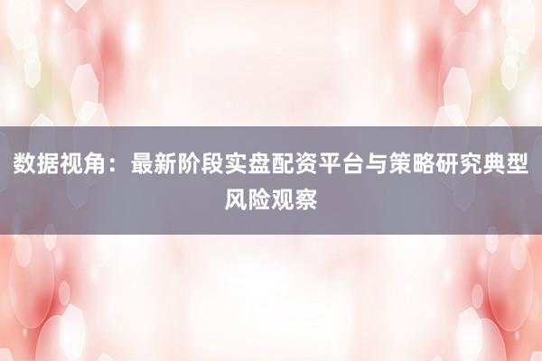 数据视角：最新阶段实盘配资平台与策略研究典型风险观察
