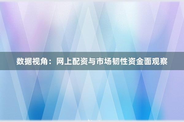 数据视角：网上配资与市场韧性资金面观察