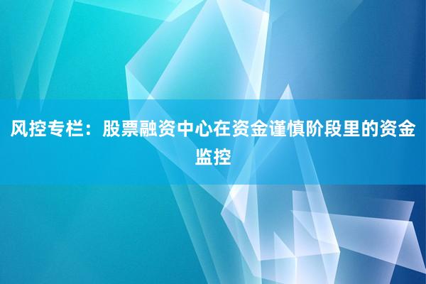 风控专栏：股票融资中心在资金谨慎阶段里的资金监控